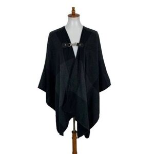 Fraas Black Gray Scarf Wrap with Buckle
